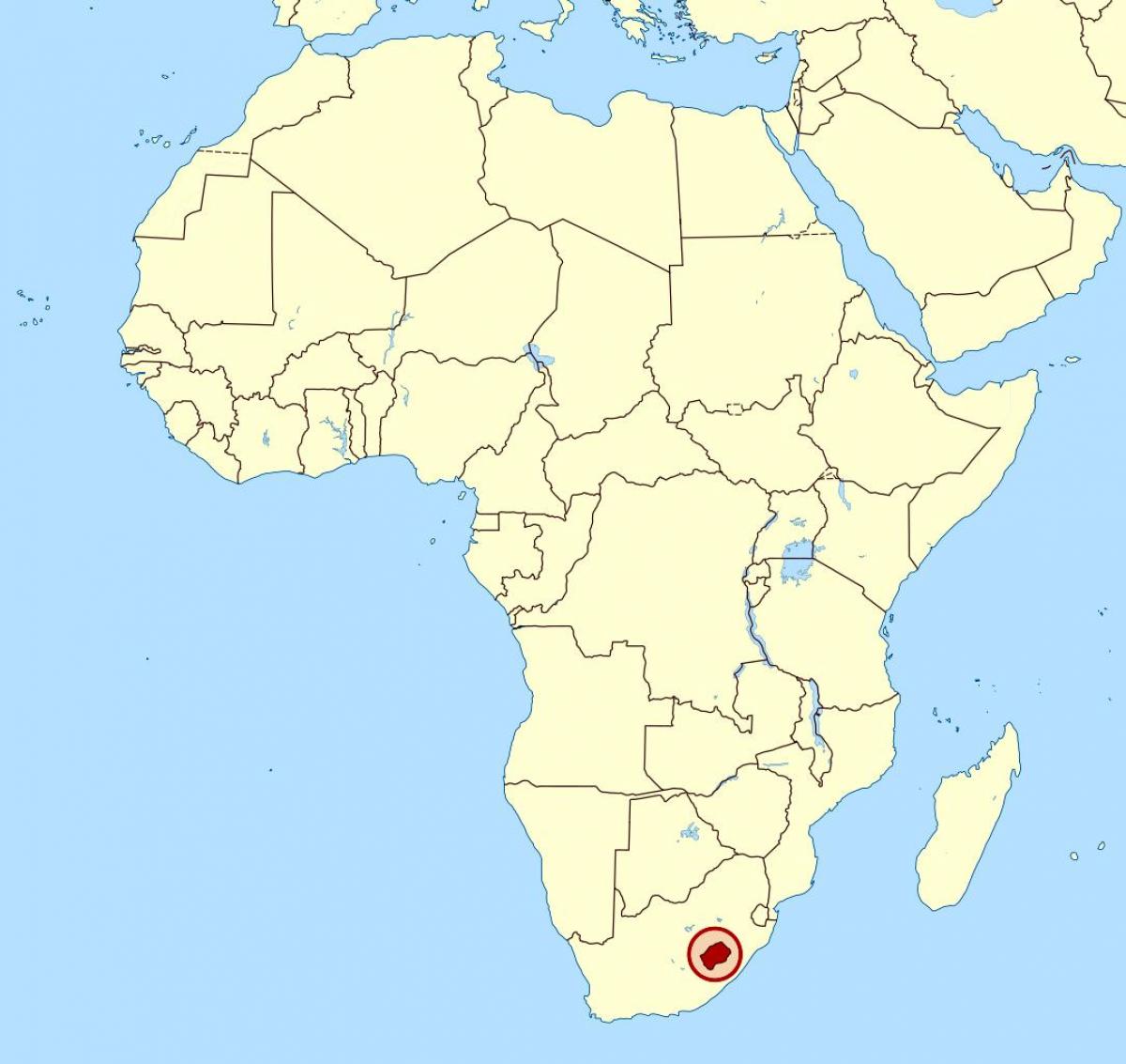 карта Лесото на карті Африки