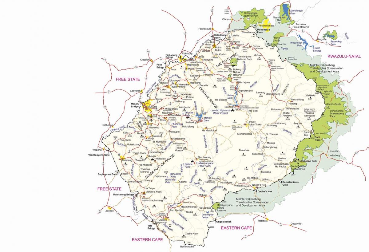 карта Лесото прикордонних постів